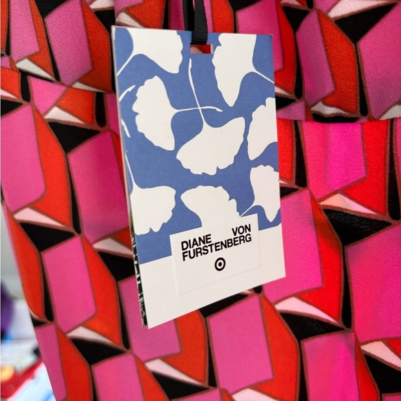 Diane Von Furstenberg X Target 90s Mini Dress Shift Pink Modern Geo Size 12 - Picture 5 of 7